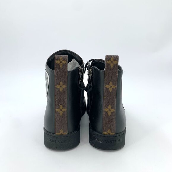 Louis Vuitton High-Top Monogram Sneakers With Side Zipper & Lace-Up Closure Blac - Picture 3 of 8